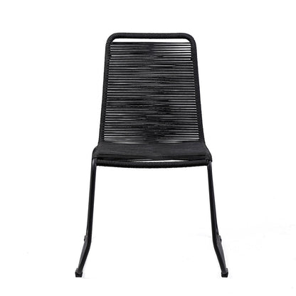 Set of Two 23" Black Metal Outdoor Dining Chair HomeRoots