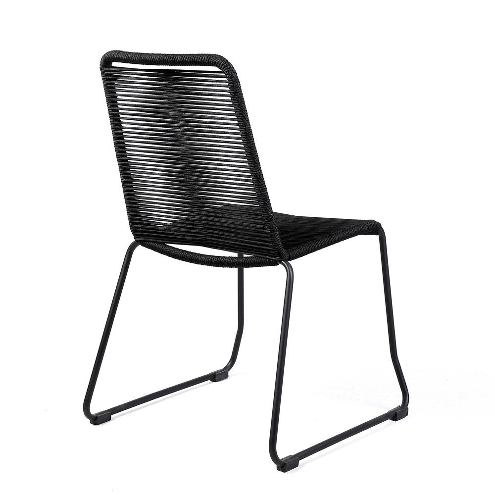 Set of Two 23" Black Metal Outdoor Dining Chair HomeRoots