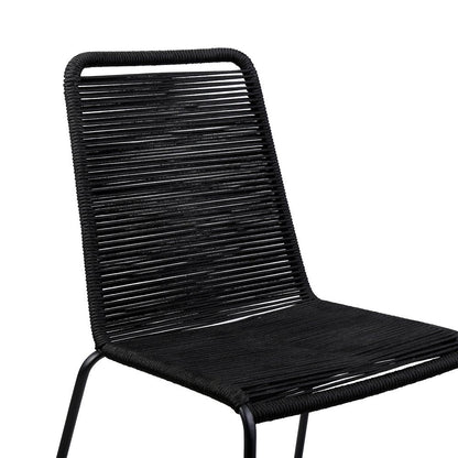 Set of Two 23" Black Metal Outdoor Dining Chair HomeRoots
