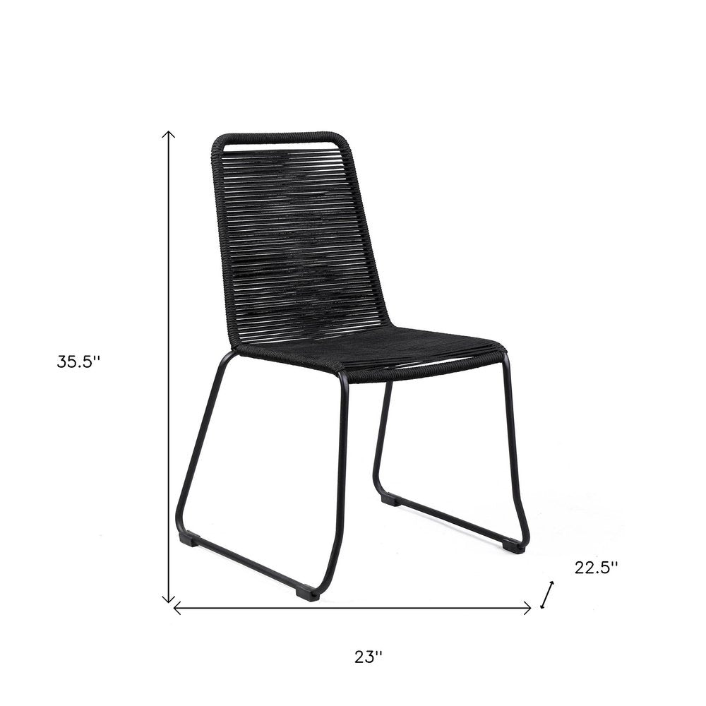 Set of Two 23" Black Metal Outdoor Dining Chair HomeRoots