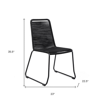 Set of Two 23" Black Metal Outdoor Dining Chair HomeRoots