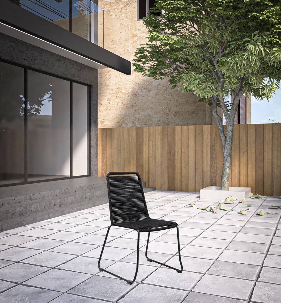 Set of Two 23" Black Metal Outdoor Dining Chair HomeRoots
