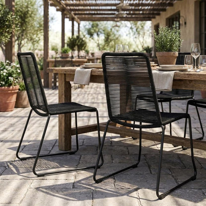 Set of Two 23" Black Metal Outdoor Dining Chair HomeRoots