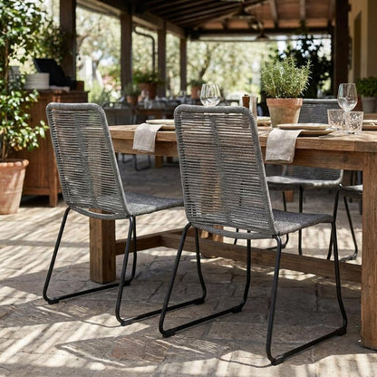Set of Two 23" Gray Metal Outdoor Dining Chair HomeRoots