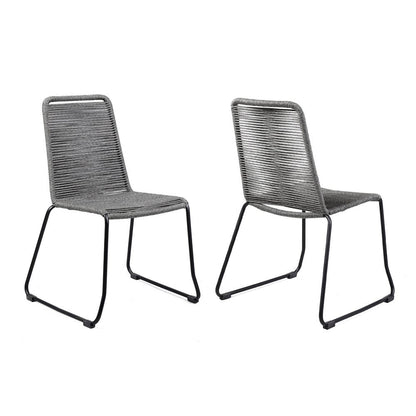 Set of Two 23" Gray Metal Outdoor Dining Chair HomeRoots