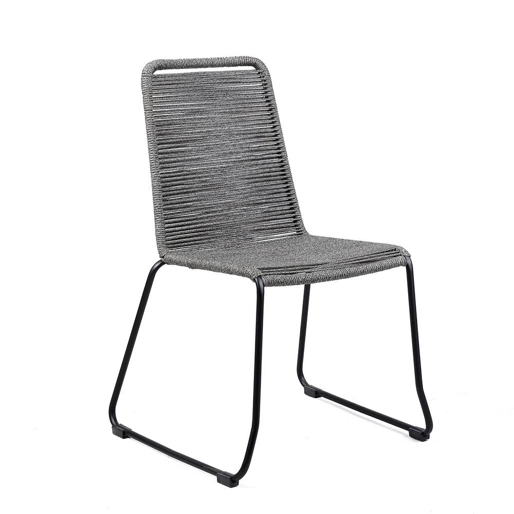 Set of Two 23" Gray Metal Outdoor Dining Chair HomeRoots