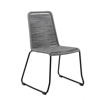 Set of Two 23" Gray Metal Outdoor Dining Chair HomeRoots