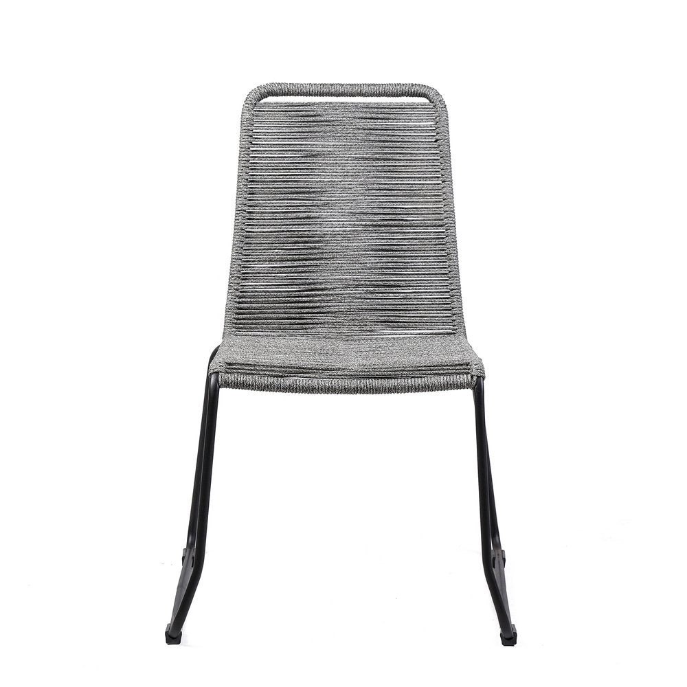 Set of Two 23" Gray Metal Outdoor Dining Chair HomeRoots