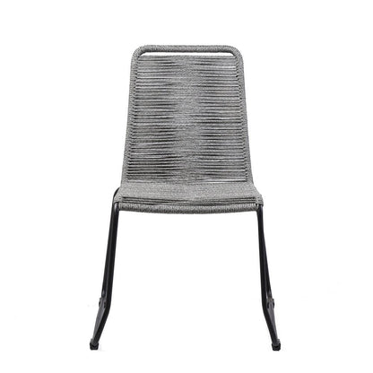 Set of Two 23" Gray Metal Outdoor Dining Chair HomeRoots
