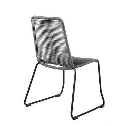 Set of Two 23" Gray Metal Outdoor Dining Chair HomeRoots