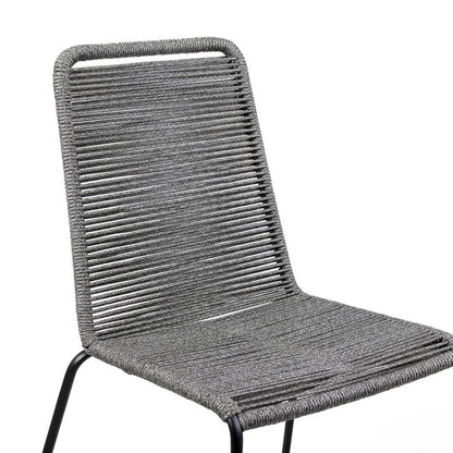 Set of Two 23" Gray Metal Outdoor Dining Chair HomeRoots