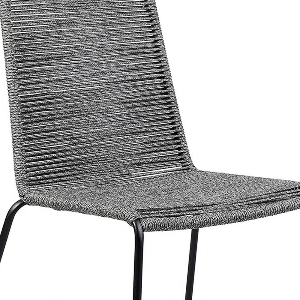 Set of Two 23" Gray Metal Outdoor Dining Chair HomeRoots
