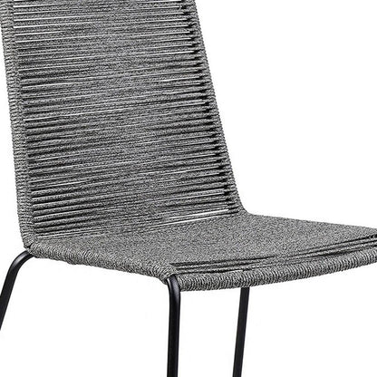 Set of Two 23" Gray Metal Outdoor Dining Chair HomeRoots