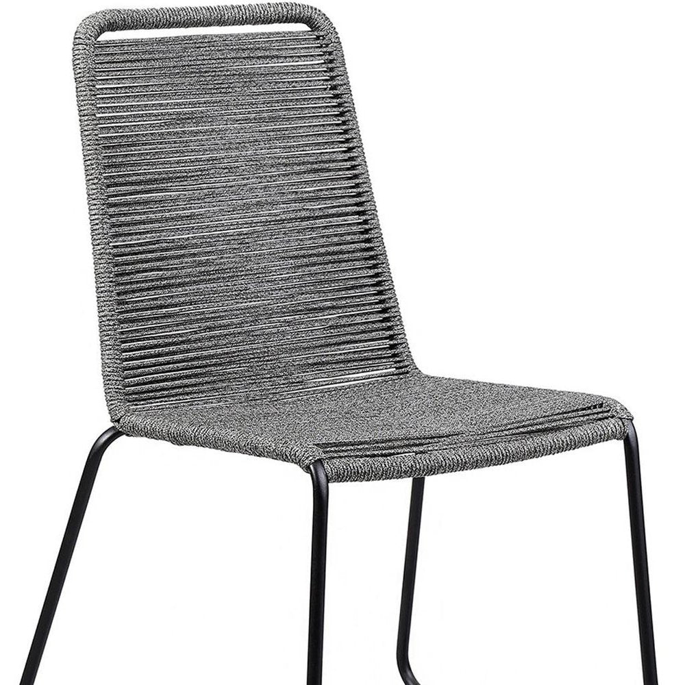 Set of Two 23" Gray Metal Outdoor Dining Chair HomeRoots