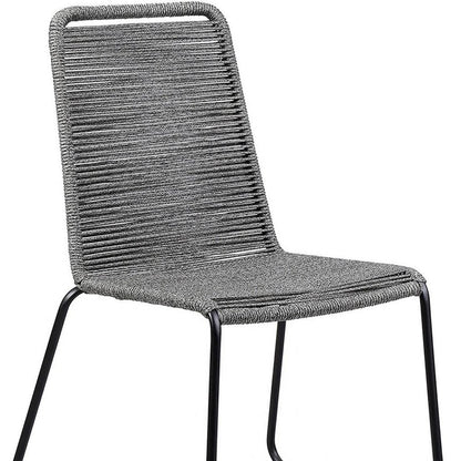 Set of Two 23" Gray Metal Outdoor Dining Chair HomeRoots