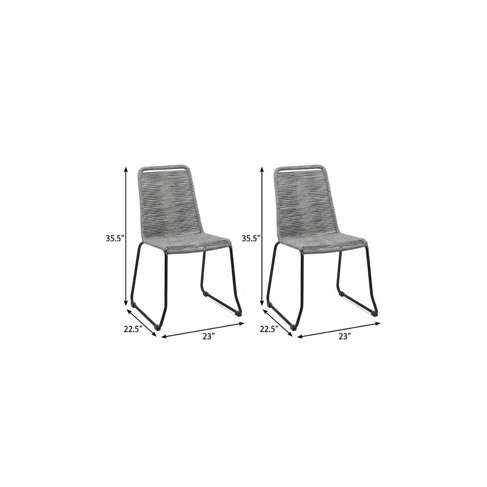 Set of Two 23" Gray Metal Outdoor Dining Chair HomeRoots