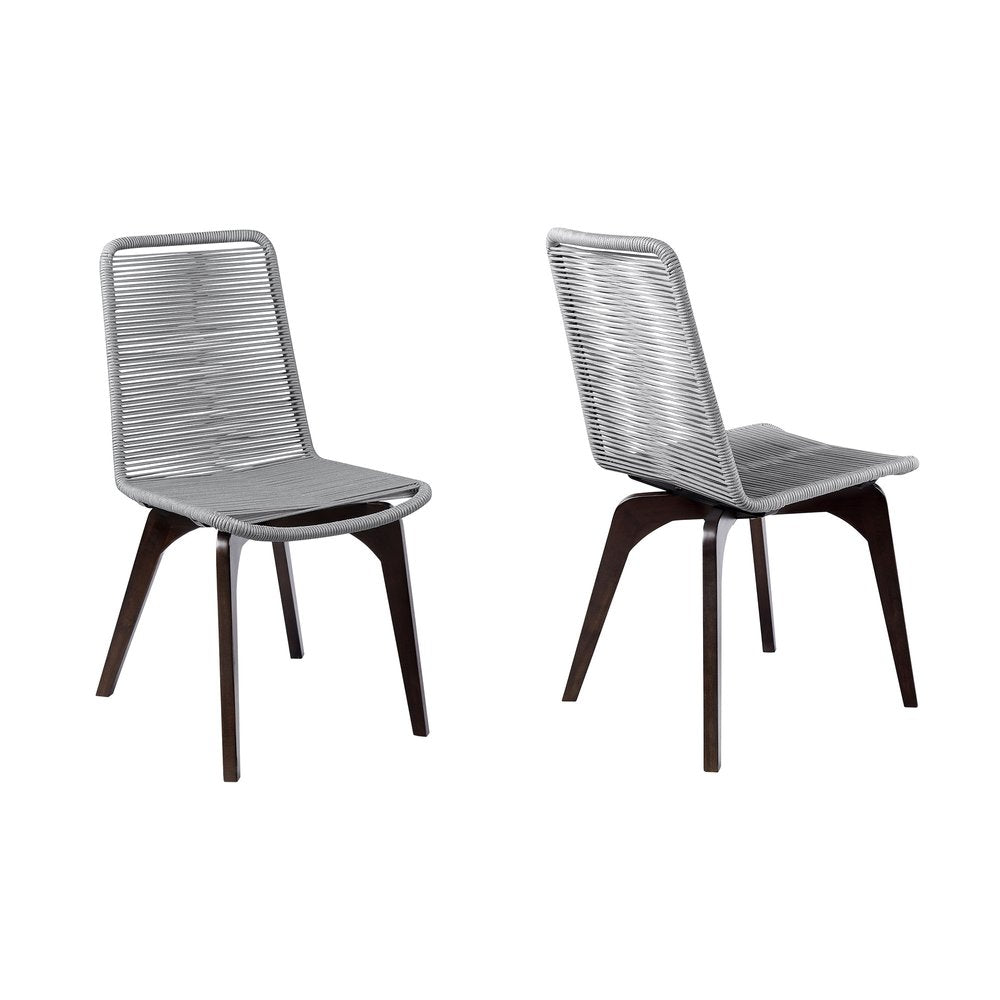 Set of Two 18" Silver Solid Wood Outdoor Dining Chair — view 1