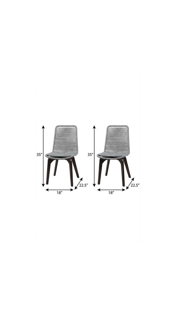 Set of Two 18" Silver Solid Wood Outdoor Dining Chair HomeRoots