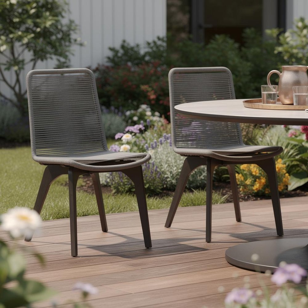 Set of Two 18" Silver Solid Wood Outdoor Dining Chair HomeRoots
