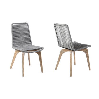 Set of Two 18" Gray Solid Wood Outdoor Dining Chair HomeRoots