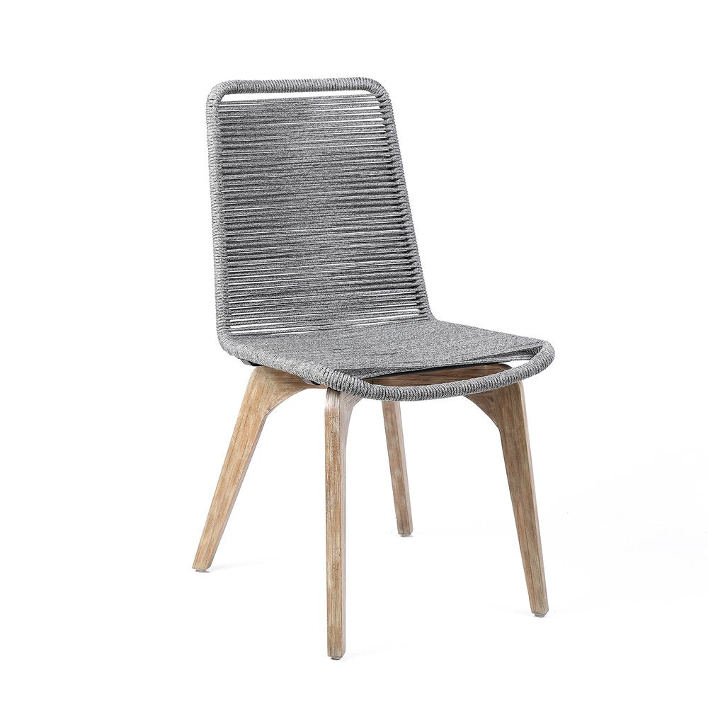 Set of Two 18" Gray Solid Wood Outdoor Dining Chair — view 3