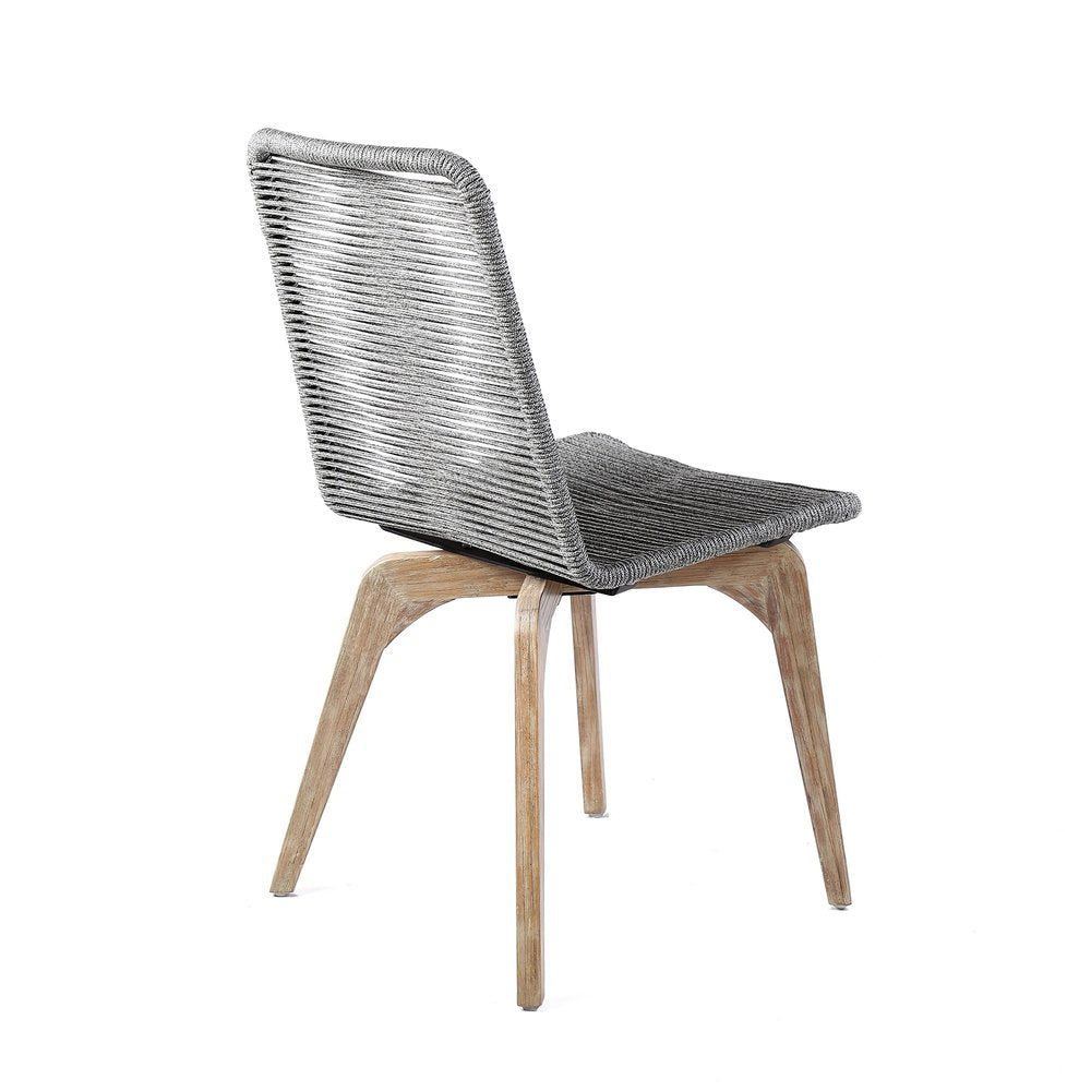 Set of Two 18" Gray Solid Wood Outdoor Dining Chair HomeRoots