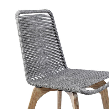 Set of Two 18" Gray Solid Wood Outdoor Dining Chair HomeRoots