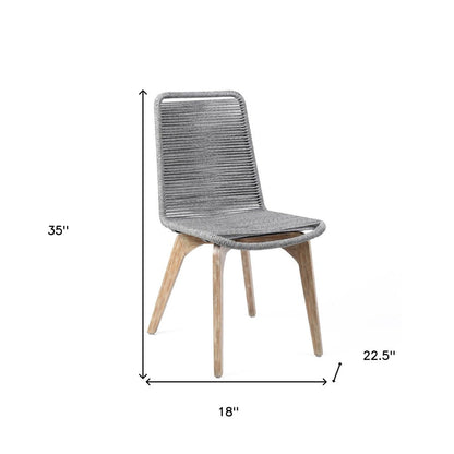 Set of Two 18" Gray Solid Wood Outdoor Dining Chair HomeRoots