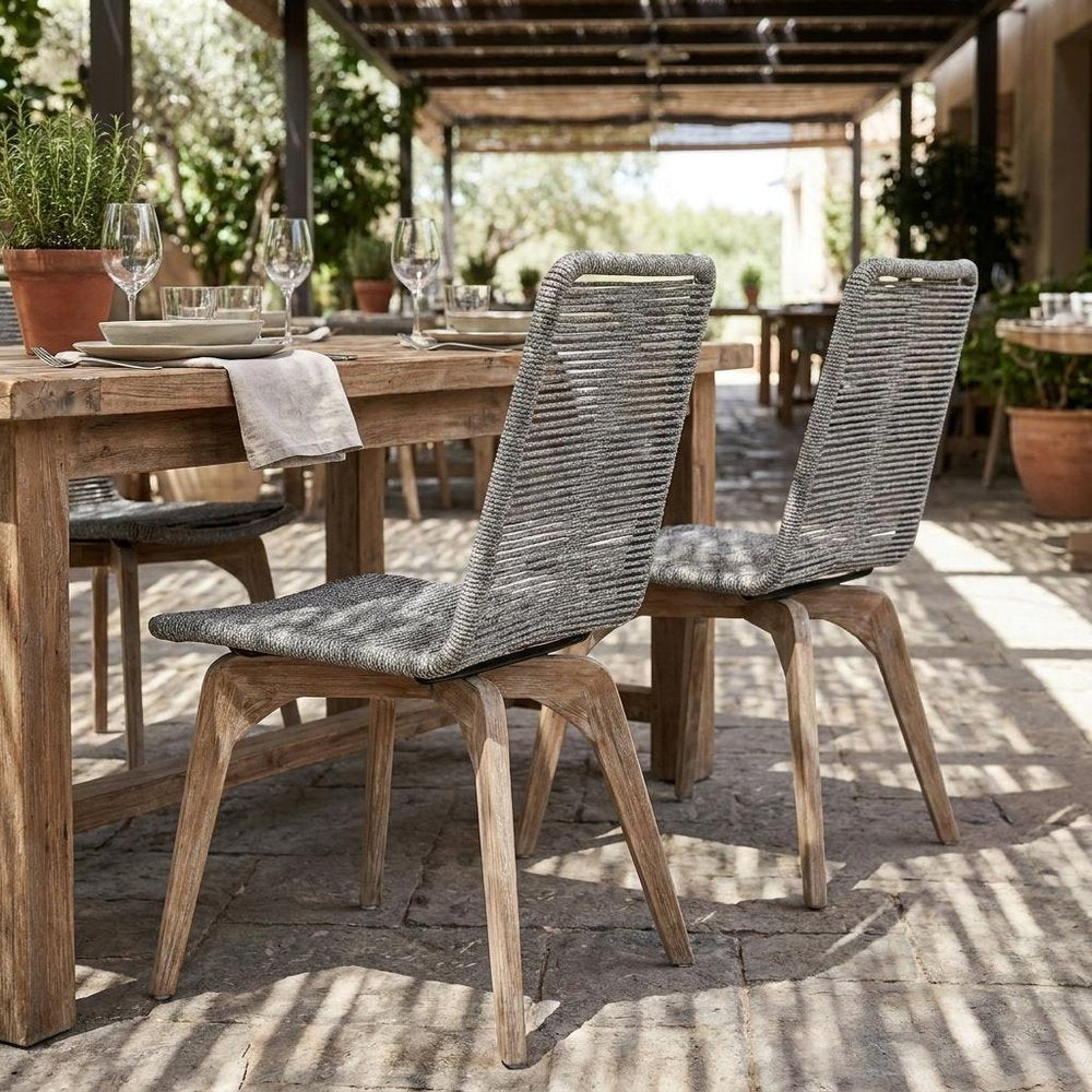 Set of Two 18" Gray Solid Wood Outdoor Dining Chair — view 1