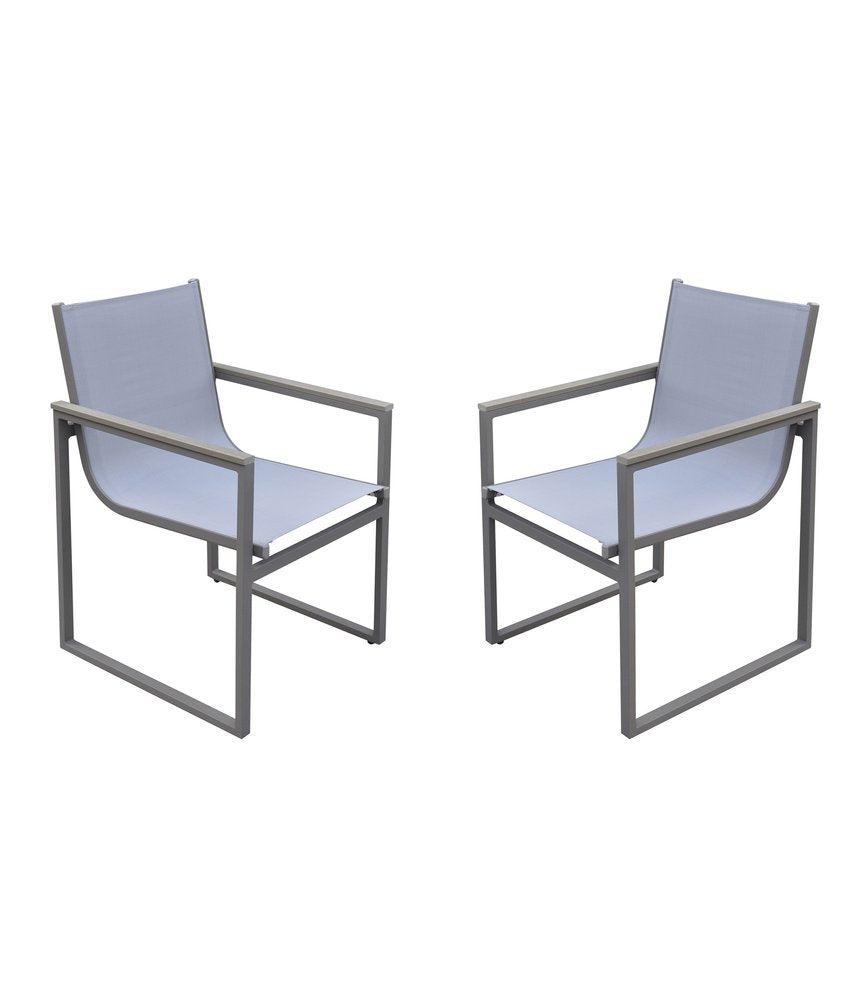 Set of Two 22" Light Gray Metal Outdoor Dining Chair HomeRoots