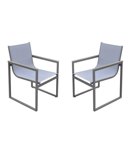 Set of Two 22" Light Gray Metal Outdoor Dining Chair HomeRoots