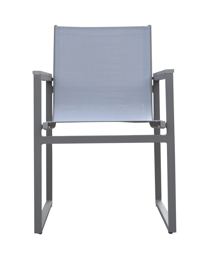 Set of Two 22" Light Gray Metal Outdoor Dining Chair HomeRoots