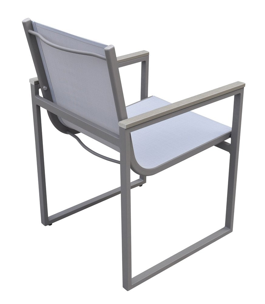 Set of Two 22" Light Gray Metal Outdoor Dining Chair HomeRoots