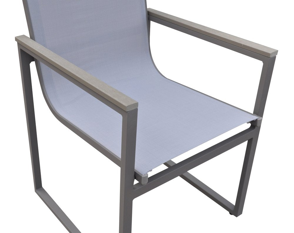 Set of Two 22" Light Gray Metal Outdoor Dining Chair HomeRoots