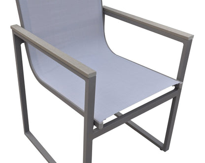 Set of Two 22" Light Gray Metal Outdoor Dining Chair HomeRoots