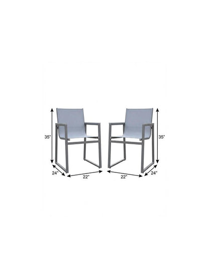 Set of Two 22" Light Gray Metal Outdoor Dining Chair HomeRoots