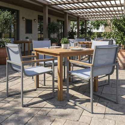 Set of Two 22" Light Gray Metal Outdoor Dining Chair HomeRoots