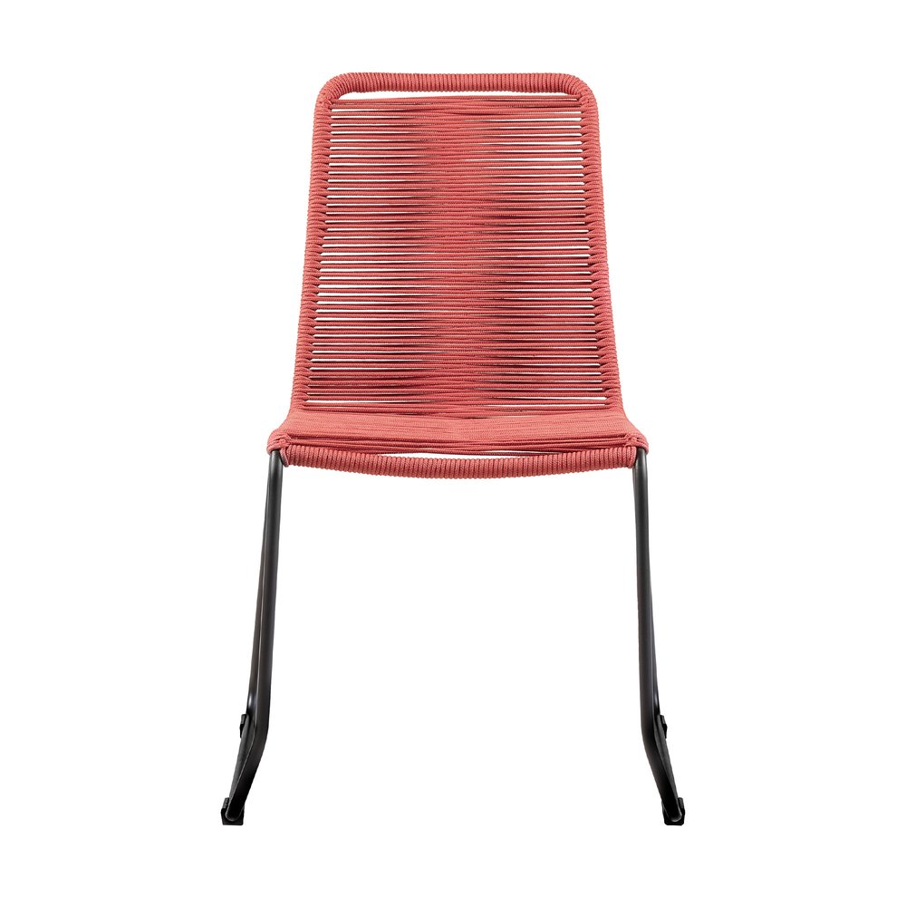 Set of Two 23" Red Metal Outdoor Dining Chair HomeRoots