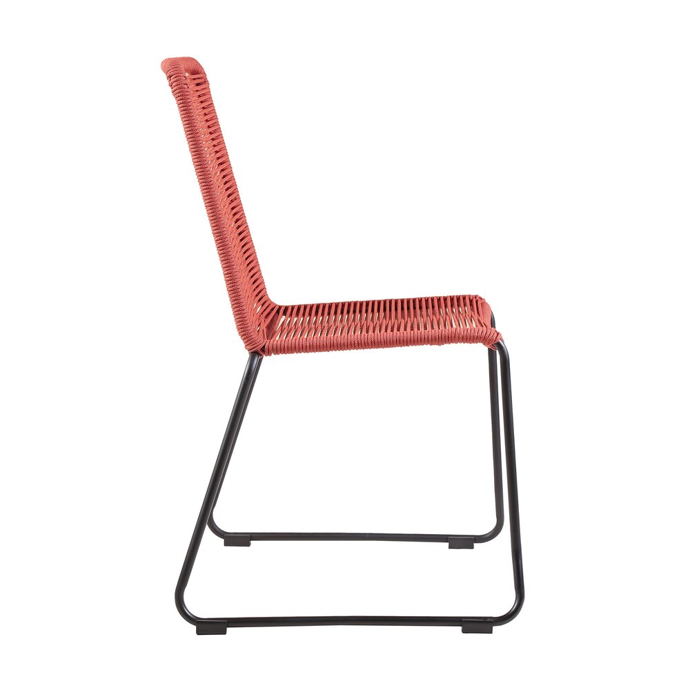 Set of Two 23" Red Metal Outdoor Dining Chair HomeRoots