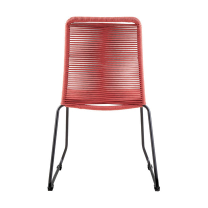 Set of Two 23" Red Metal Outdoor Dining Chair HomeRoots