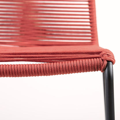 Set of Two 23" Red Metal Outdoor Dining Chair HomeRoots