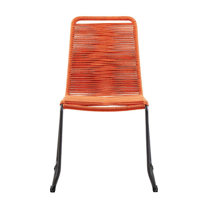 Set of Two 23" Tangerine Metal Outdoor Dining Chair HomeRoots