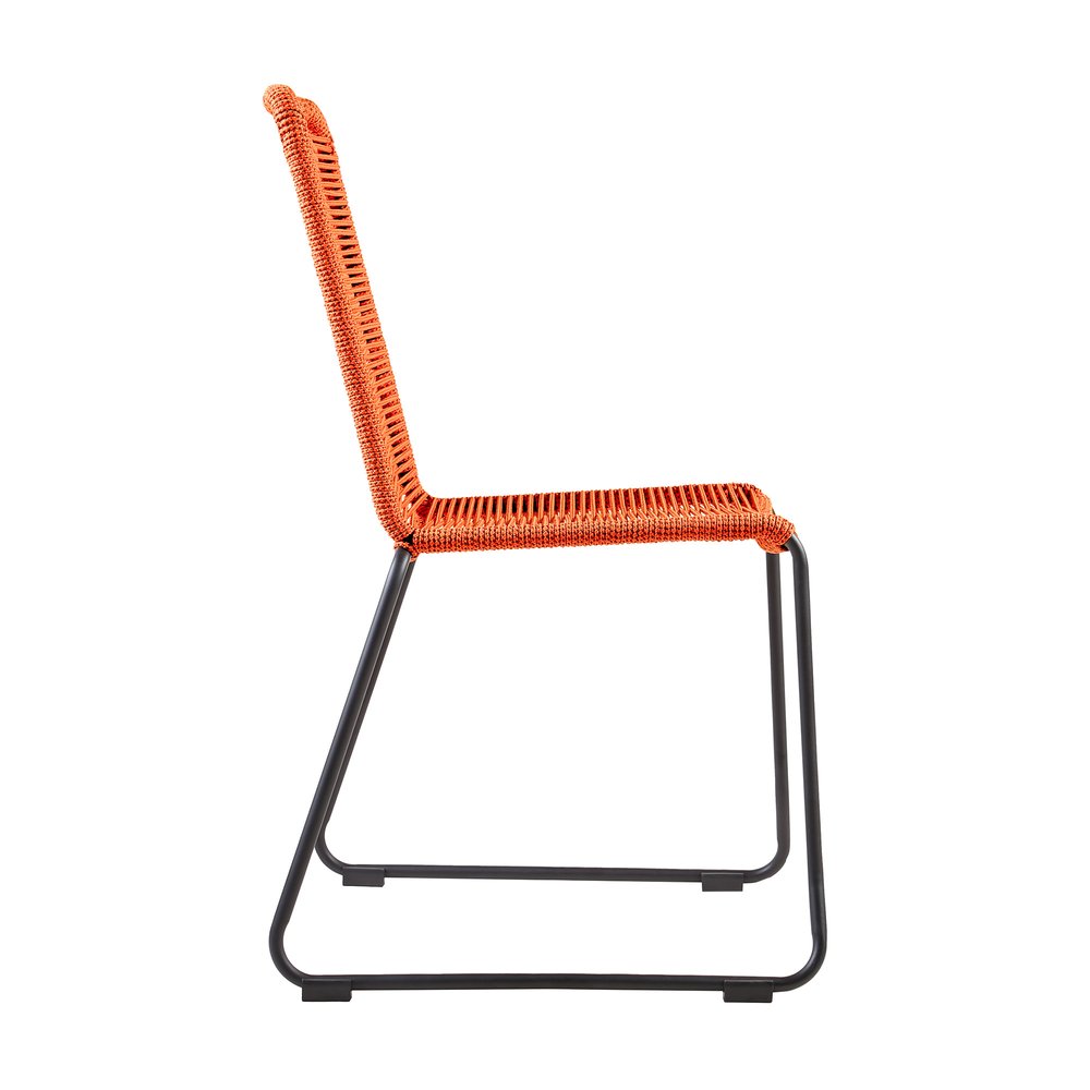 Set of Two 23" Tangerine Metal Outdoor Dining Chair HomeRoots