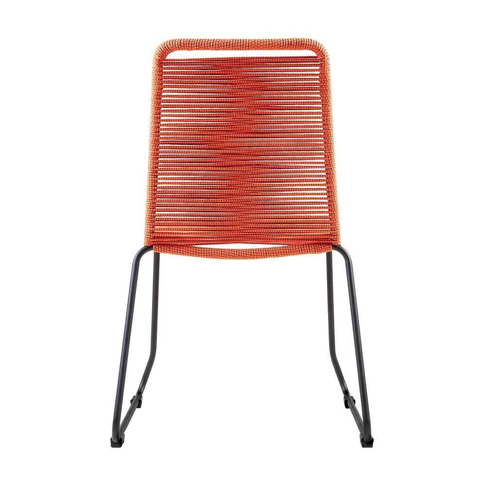 Set of Two 23" Tangerine Metal Outdoor Dining Chair HomeRoots