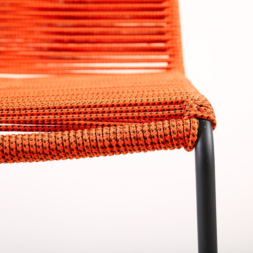 Set of Two 23" Tangerine Metal Outdoor Dining Chair HomeRoots