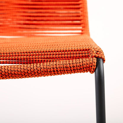 Set of Two 23" Tangerine Metal Outdoor Dining Chair HomeRoots
