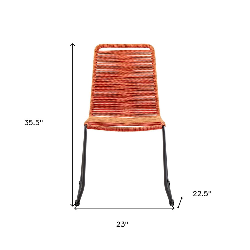 Set of Two 23" Tangerine Metal Outdoor Dining Chair HomeRoots