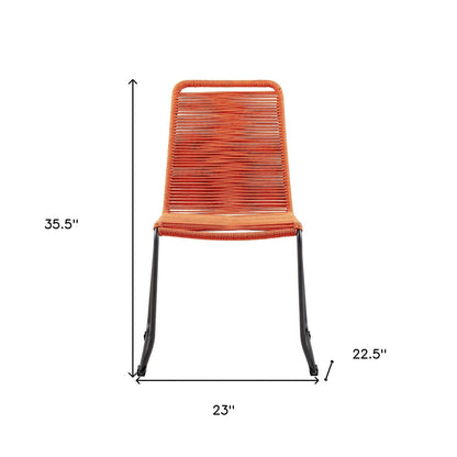 Set of Two 23" Tangerine Metal Outdoor Dining Chair HomeRoots