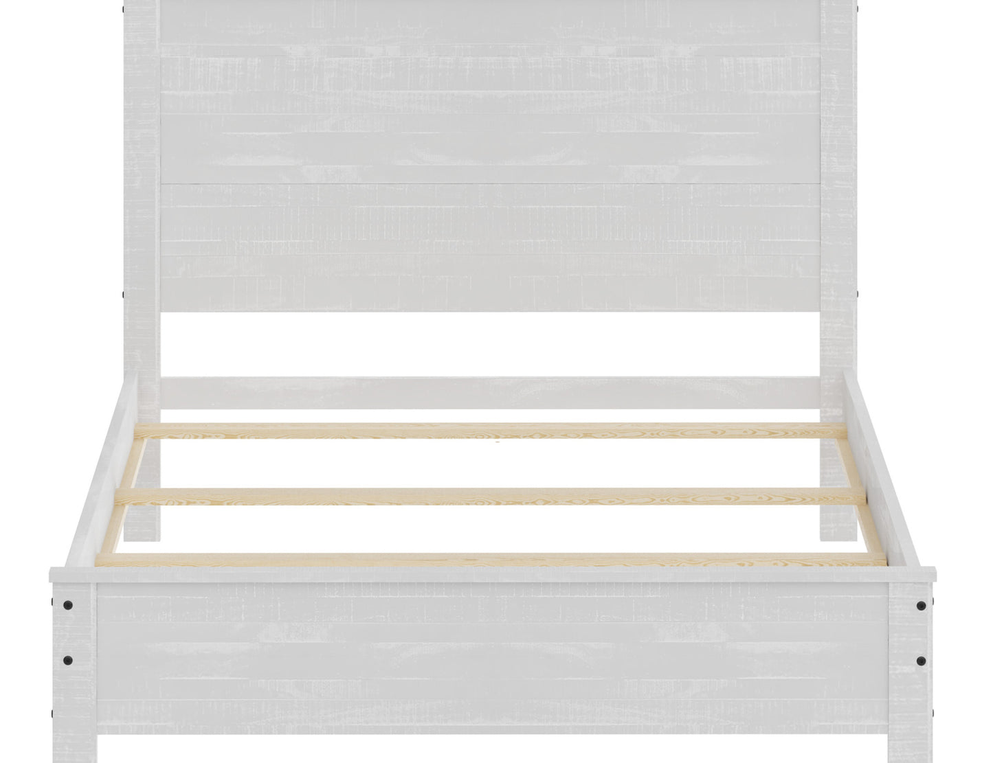 White Shiplap Texture Distressed Solid Wood Queen Bed Frame