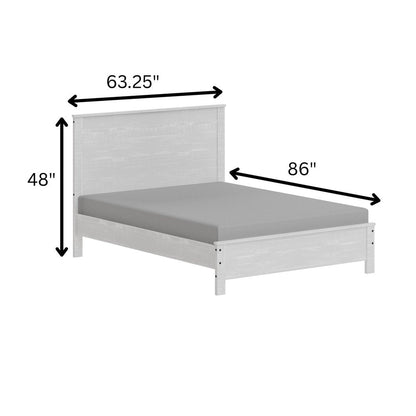 White Shiplap Texture Distressed Solid Wood Queen Bed Frame HomeRoots